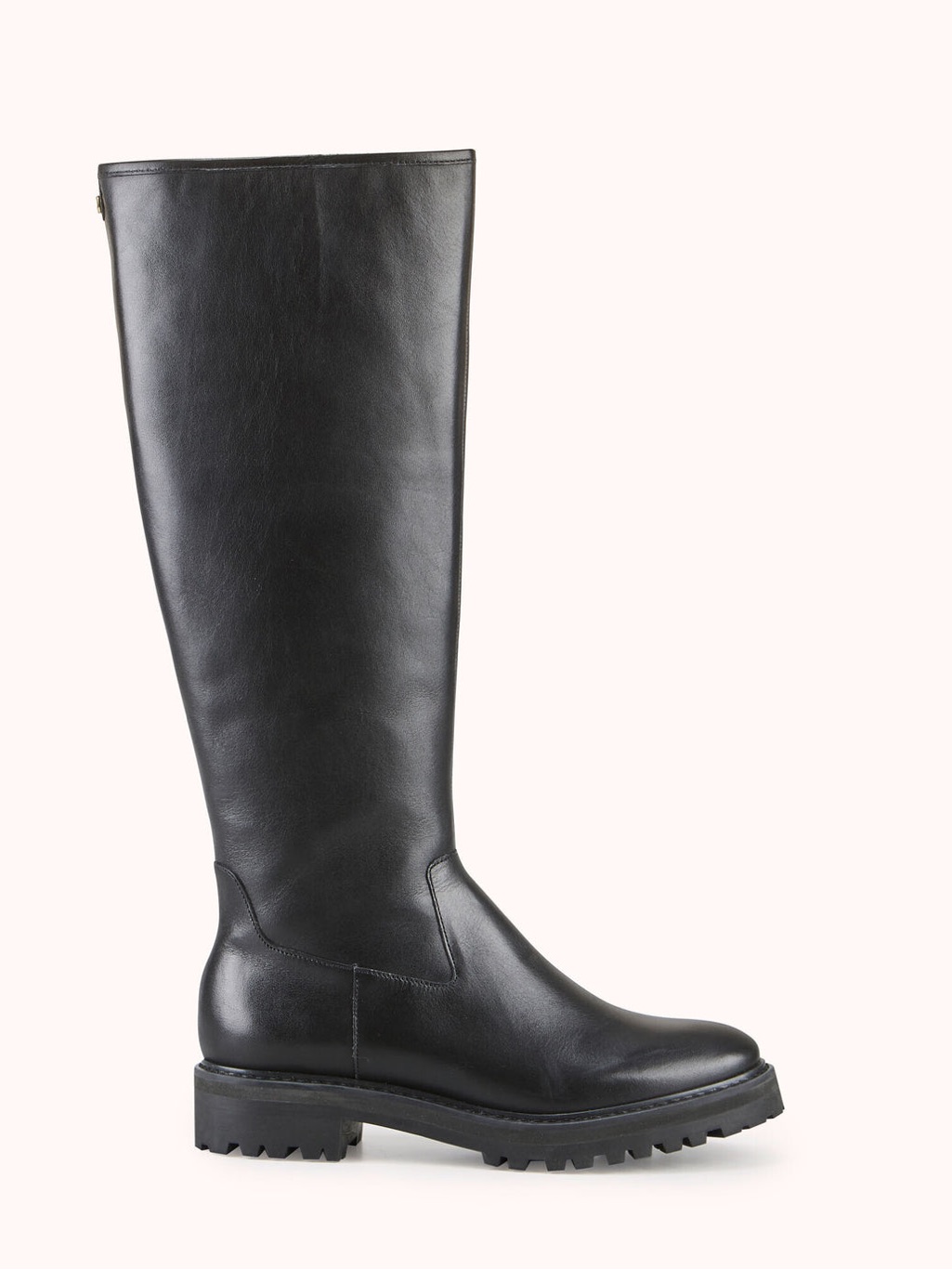 Sezane Black Over-The-Knee Lug-Sole Leather Boots
